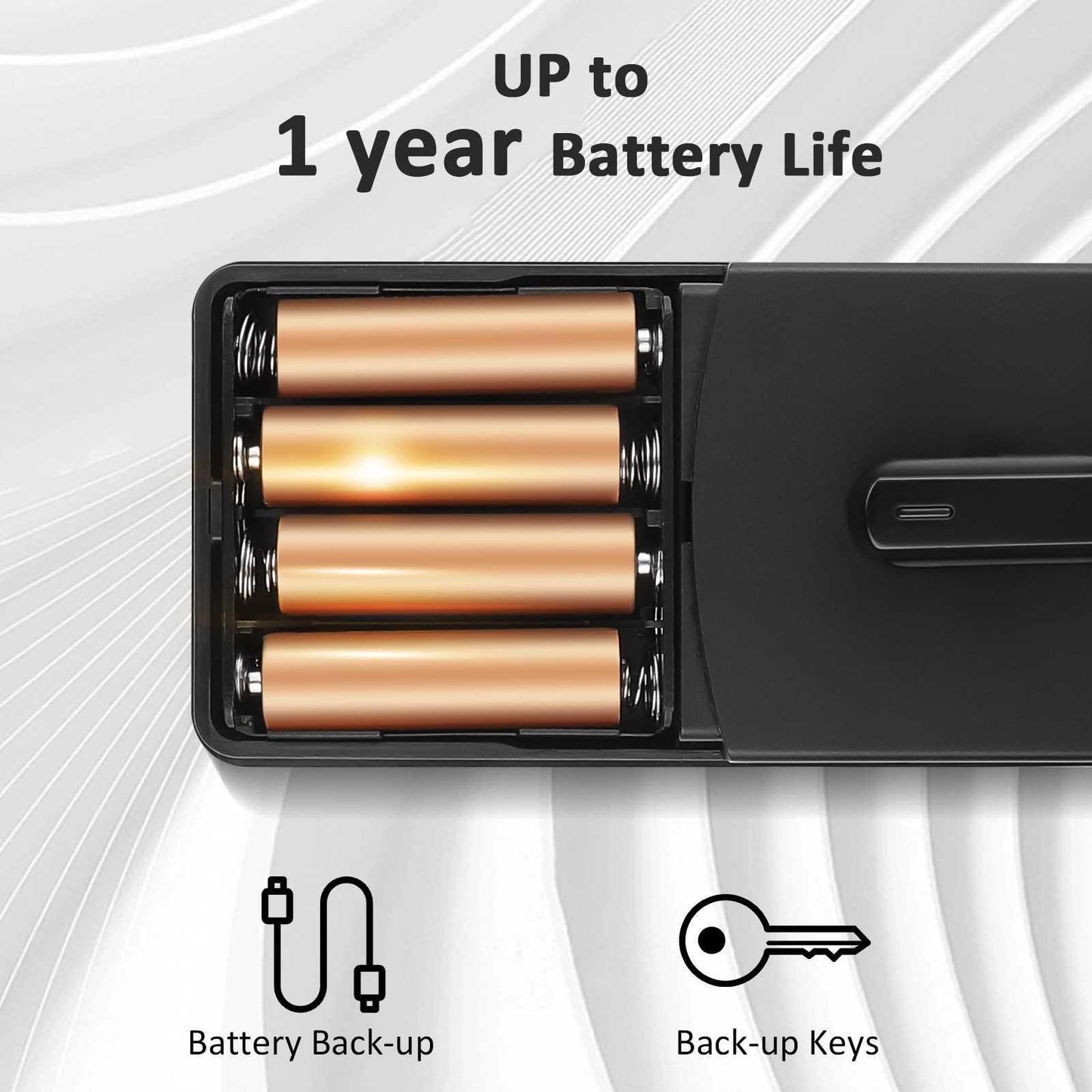 Long-lasting battery powers the smart lock for up to one year on a single charge