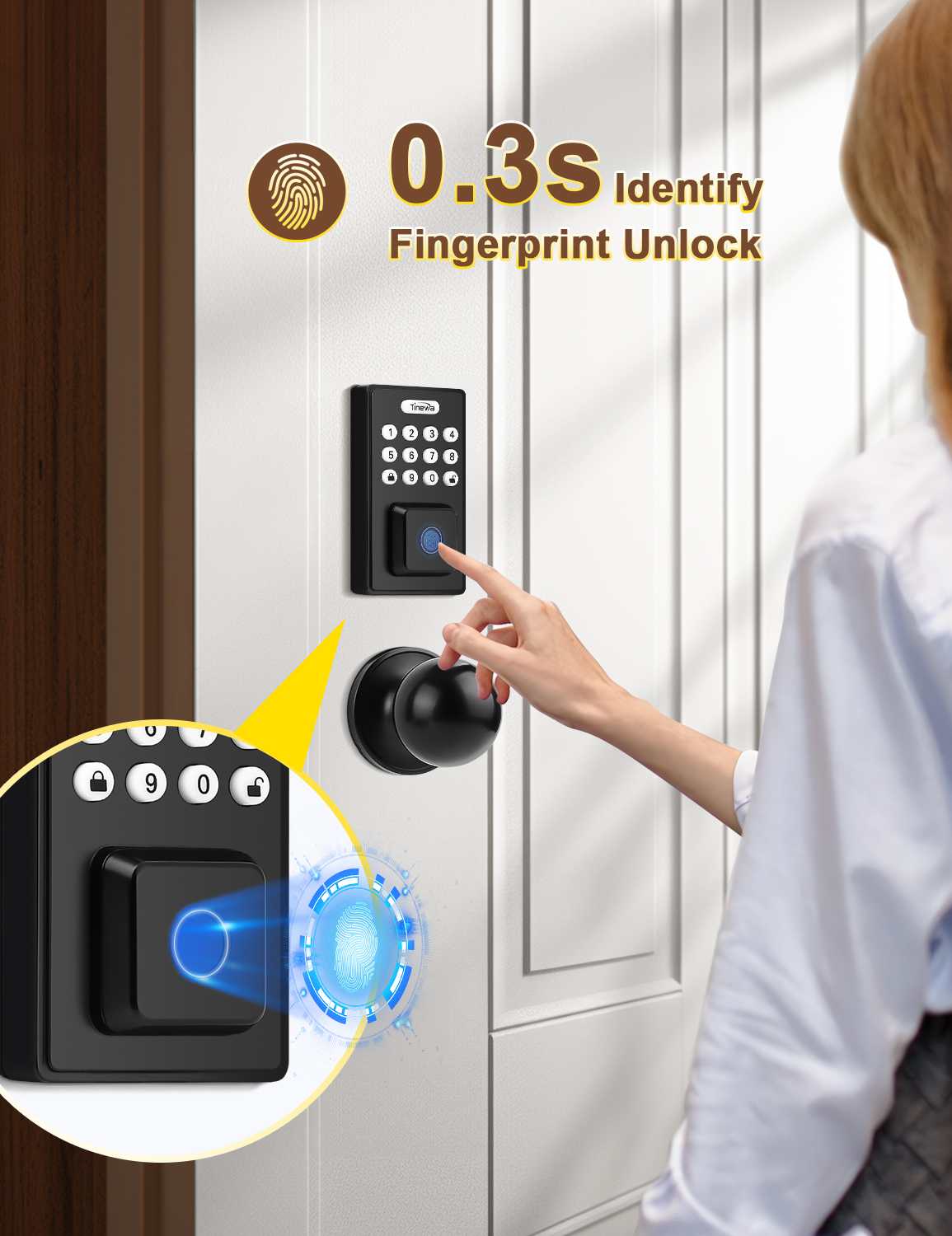 Quick 0.3-second fingerprint recognition for instant keyless entry