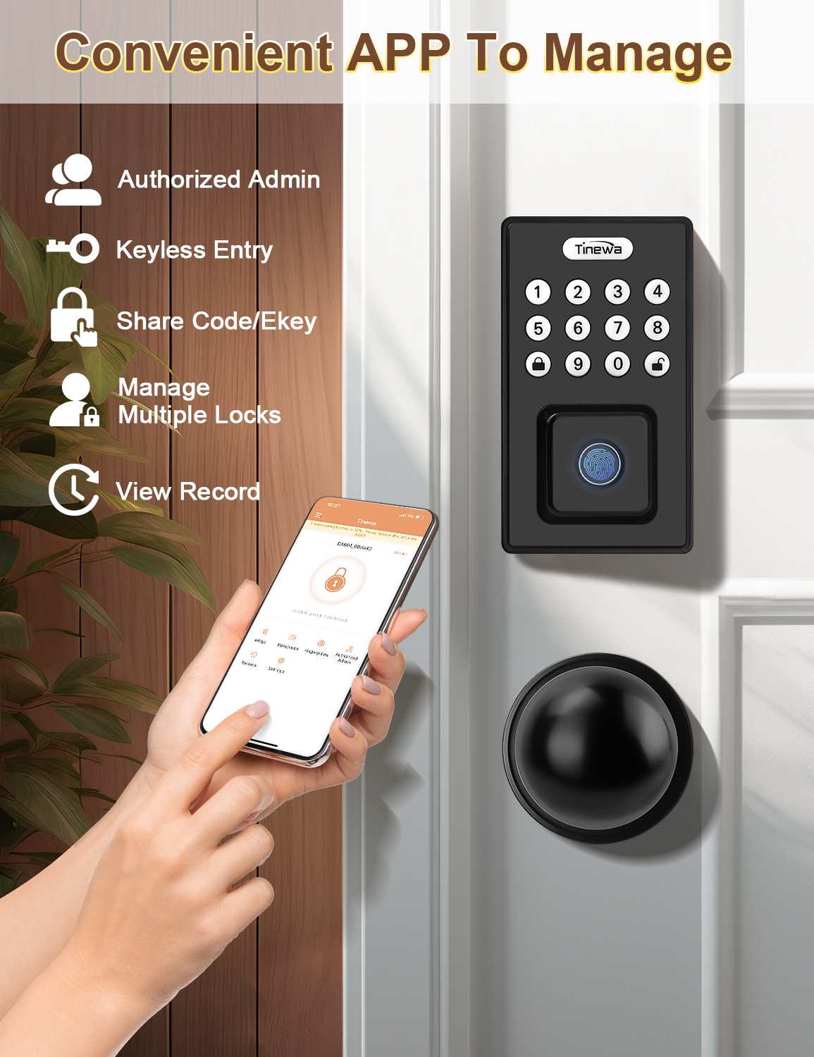 Manage lock settings and access remotely via mobile app
