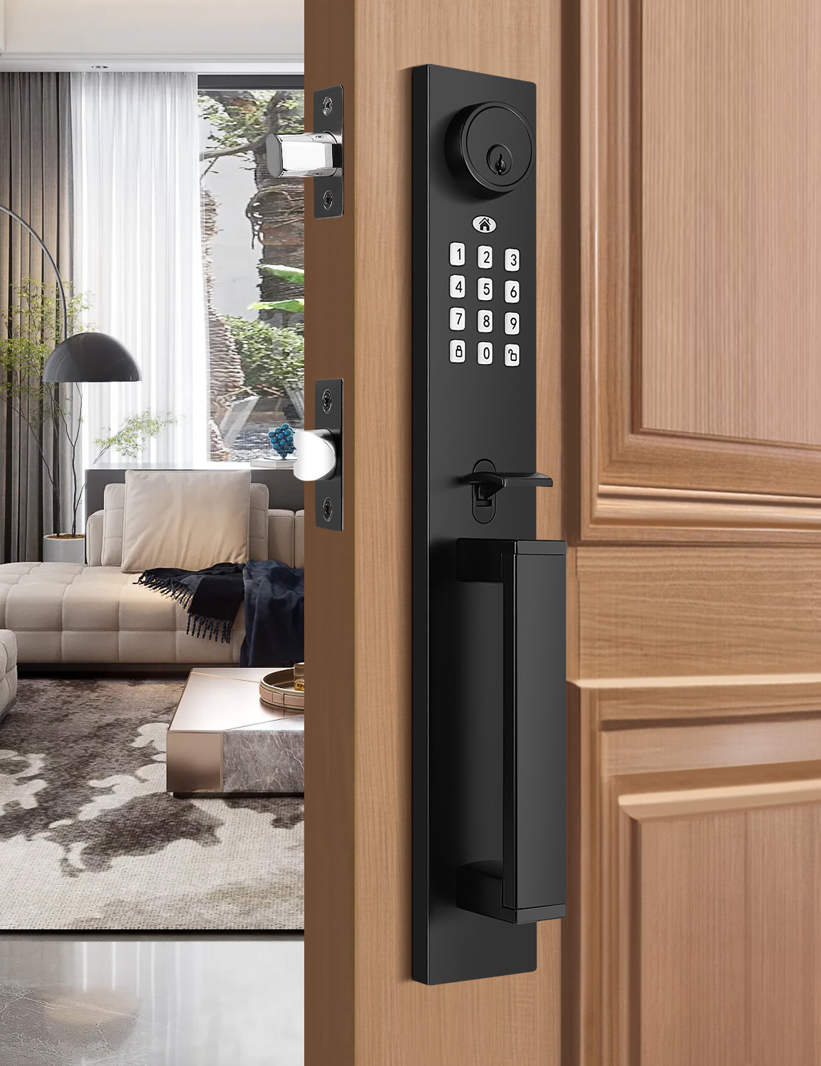 Tinewa Keyless Entry Door Lock with Lever, Full Escutcheon Smart Door
