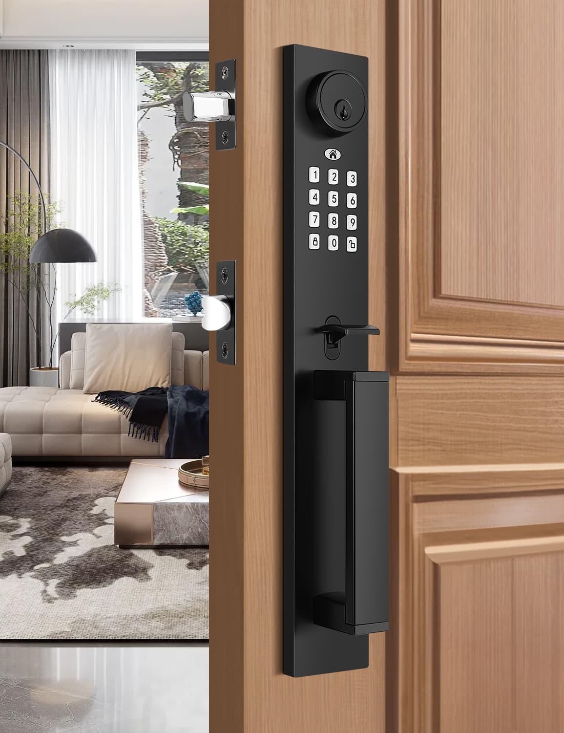 Tinewa black keyless door lock with lever and digital keypad