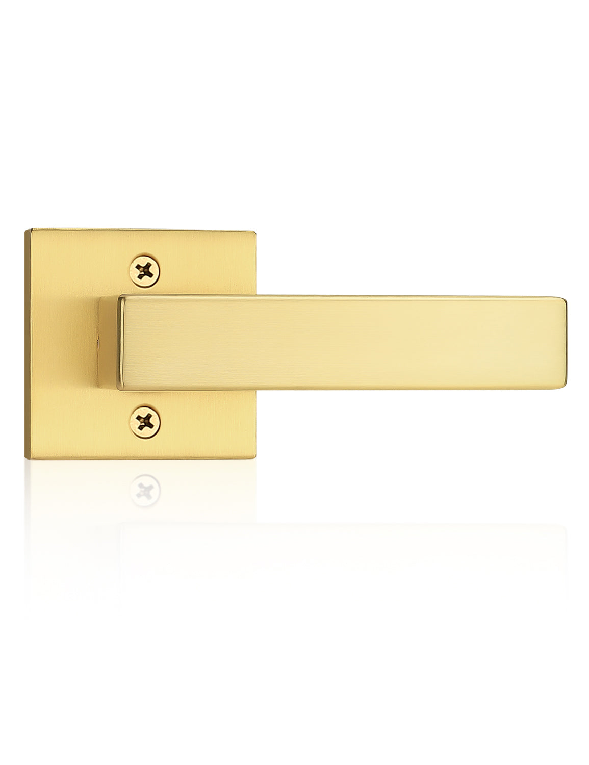 Contemporary square lever with a sleek gold finish for modern interiors