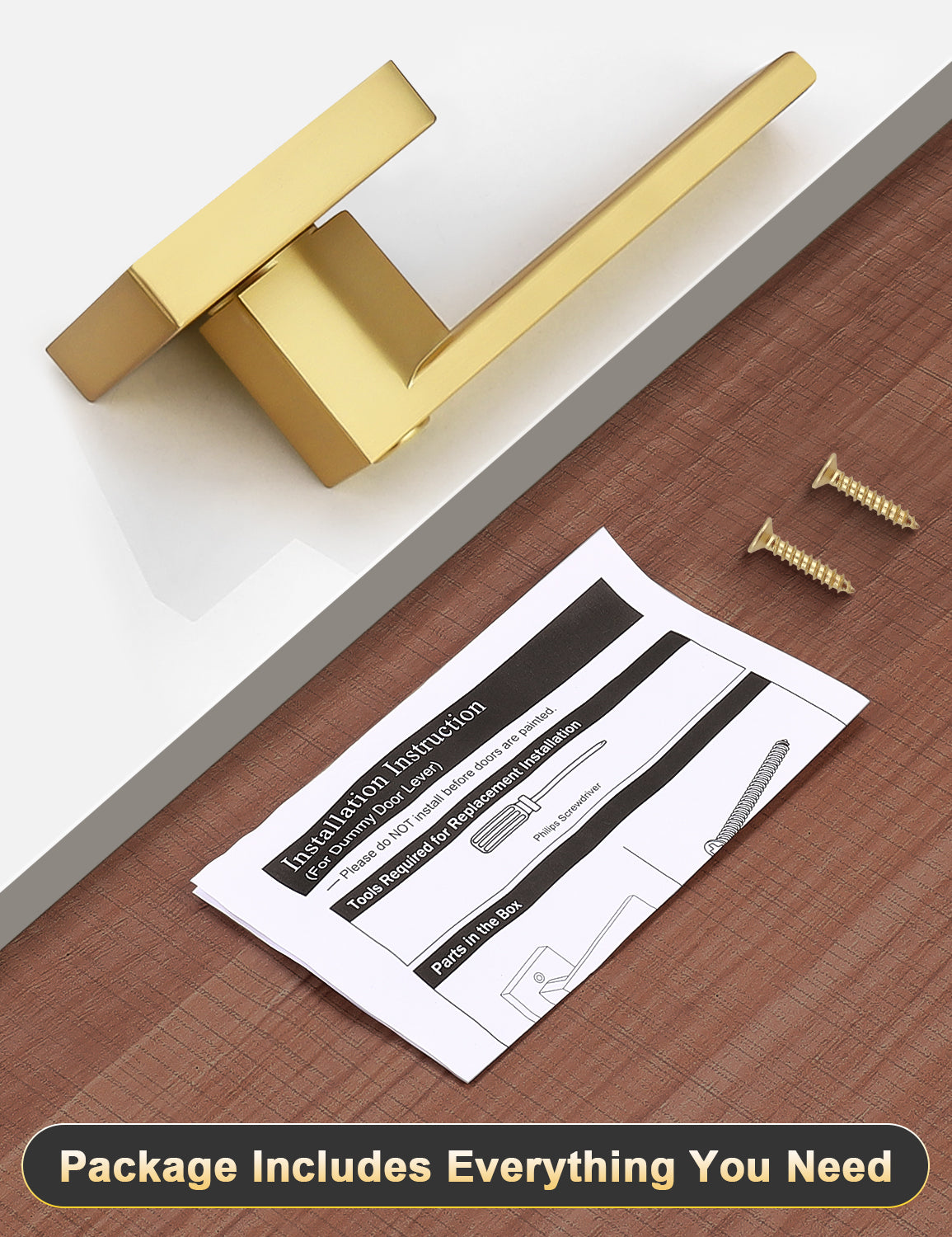 Dummy door handle designed for simple surface mount installation with included hardwar