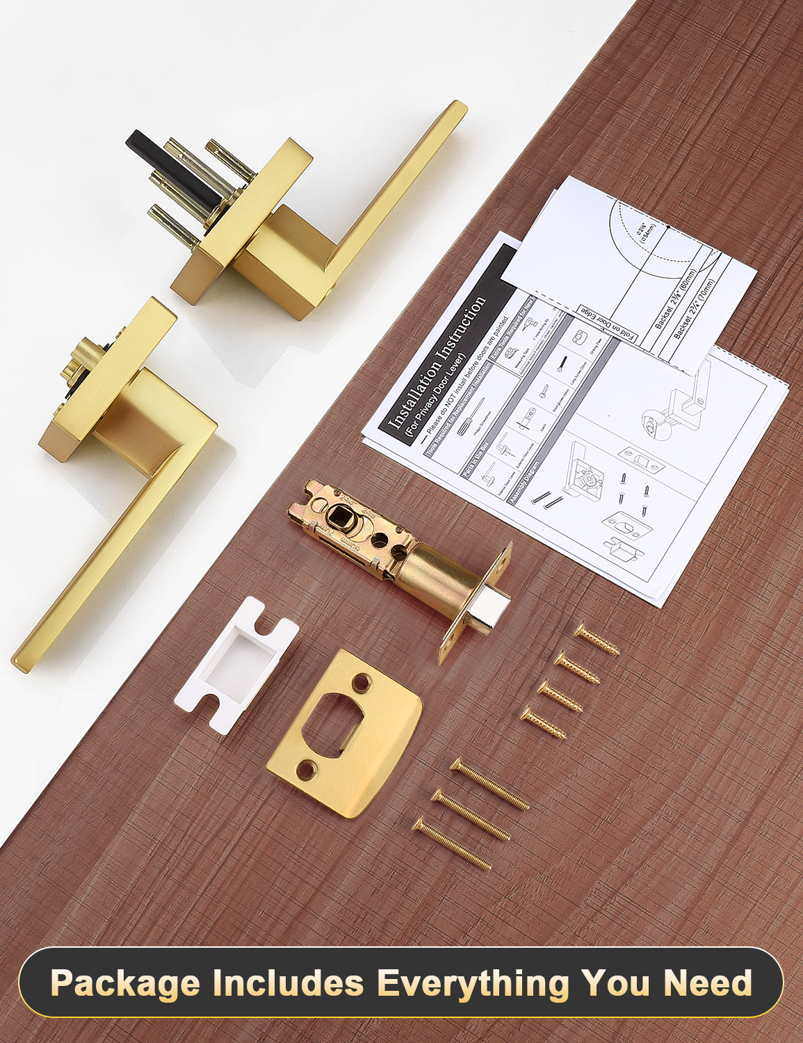 Easy-to-install keyless interior door handle with included mounting hardware