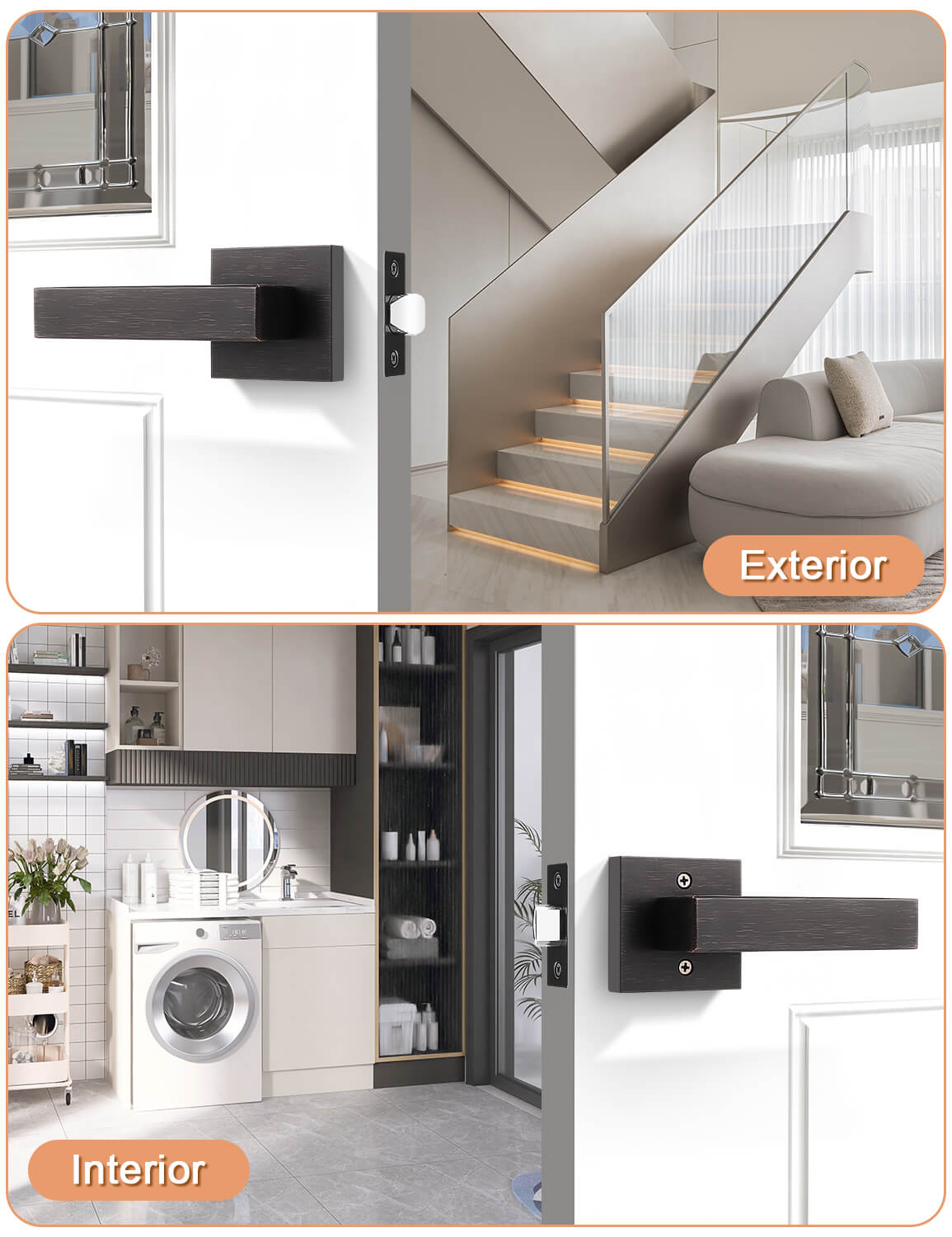 Bronze door knob installed on hallway door, perfect for non-locking passage use