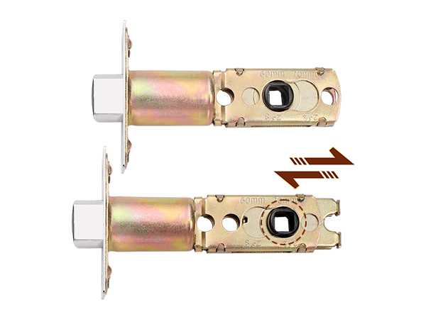Satin nickel square lever handle with keyless passage function for interior doors