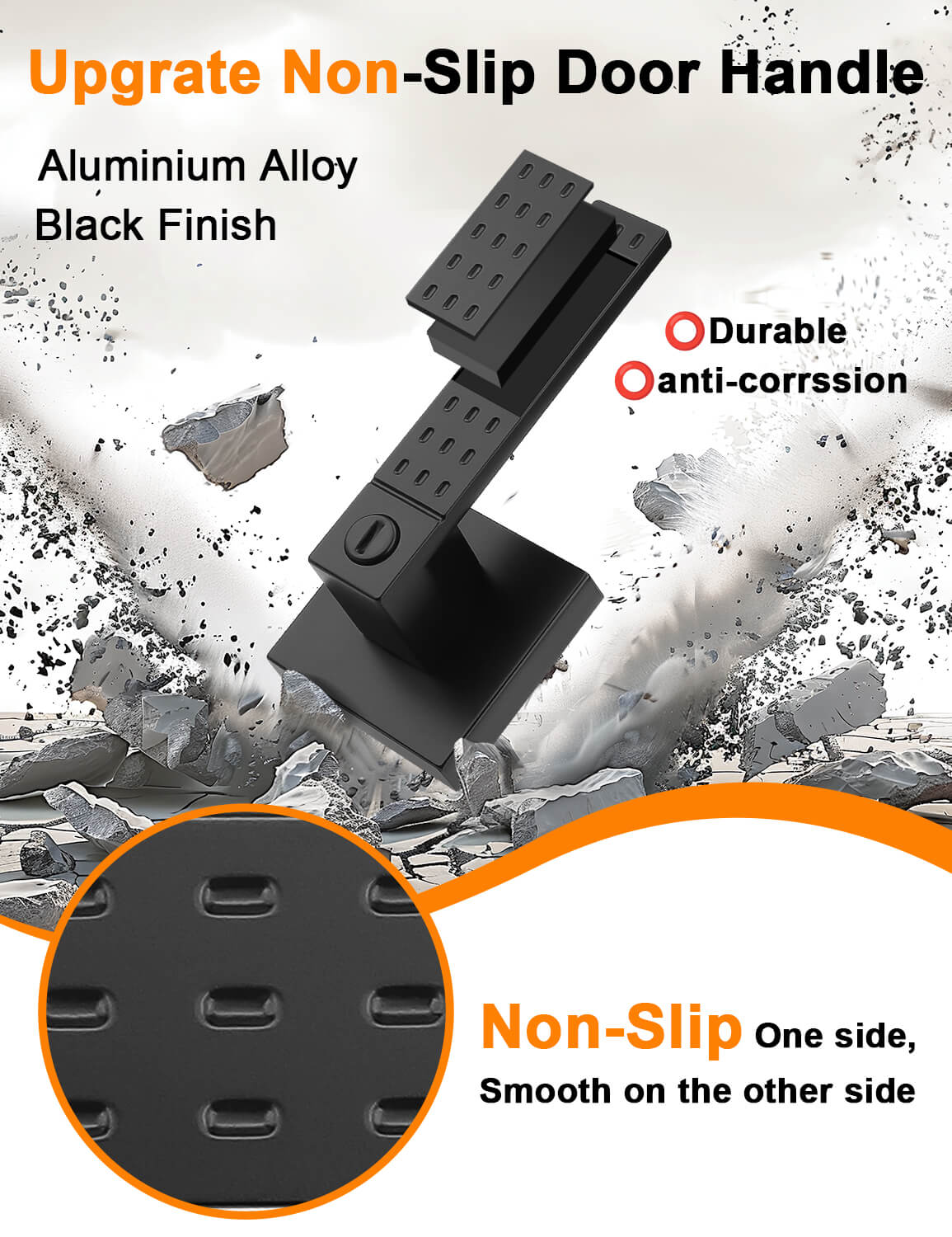 Privacy interior door handle with built-in lock, ideal for bedroom or bathroom use