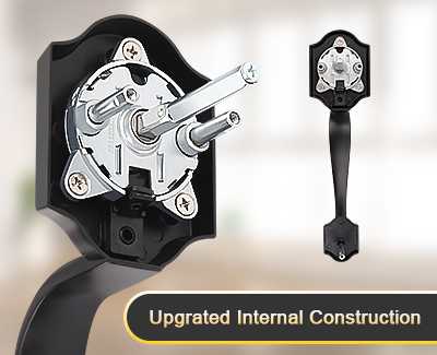 Handleset featuring adjustable screw holes for flexible installation.