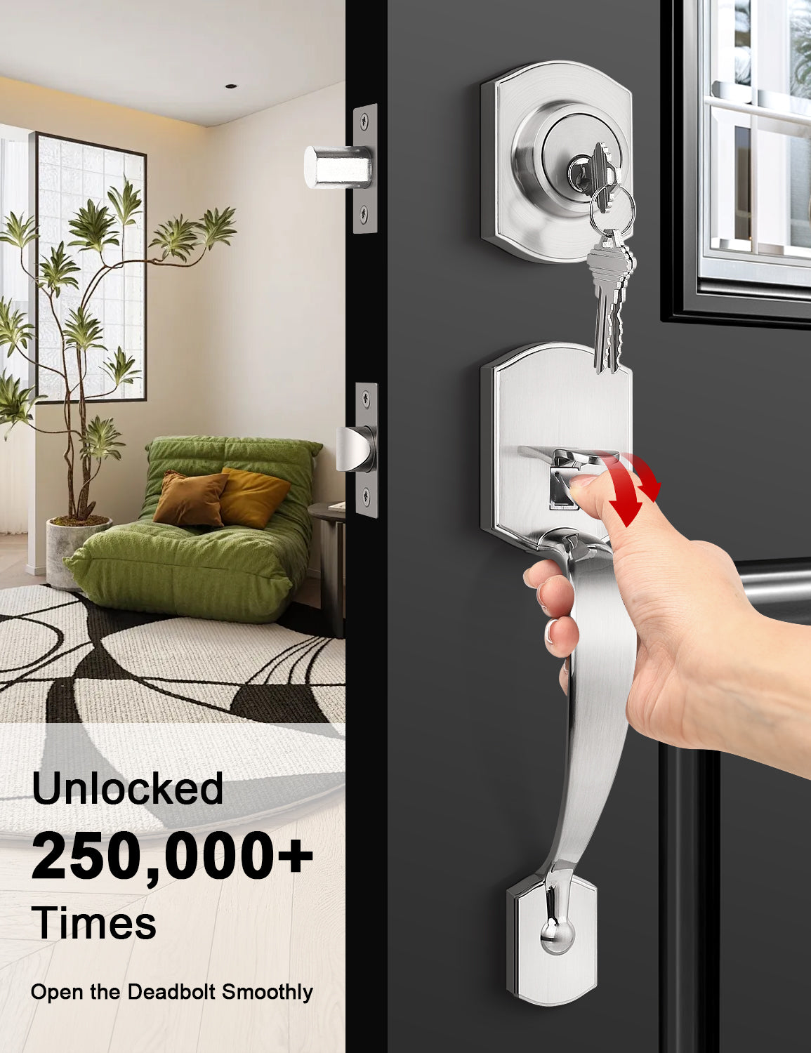 Tested to unlock over 250,000 times—ideal for daily residential use