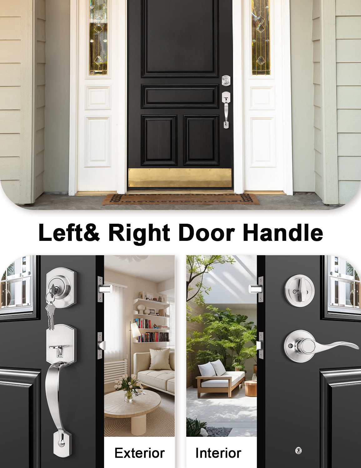 Brushed nickel handleset suitable for various home entryways and styles