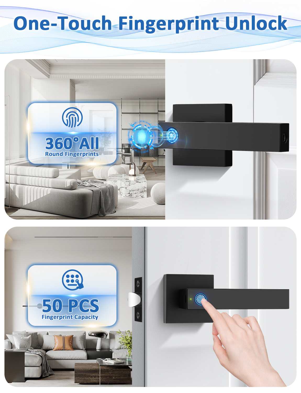 Fast one-touch fingerprint recognition door lock for secure keyless entry