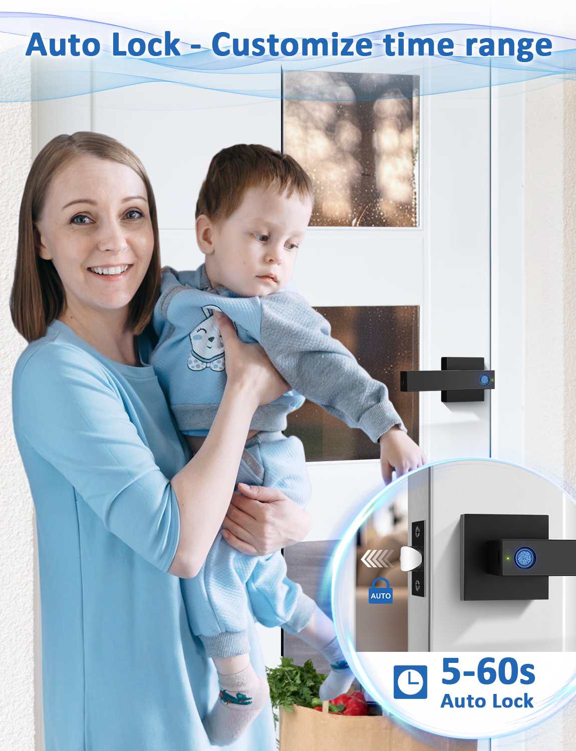 Smart door knob with auto-lock feature for added safety and convenience