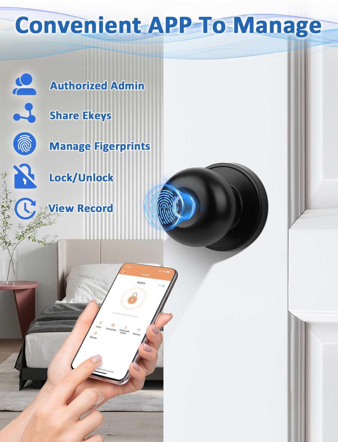Manage access and settings remotely via the Tinewa mobile app