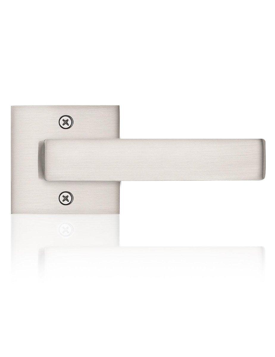 Modern square lever in brushed nickel finish for non-functional interior doors