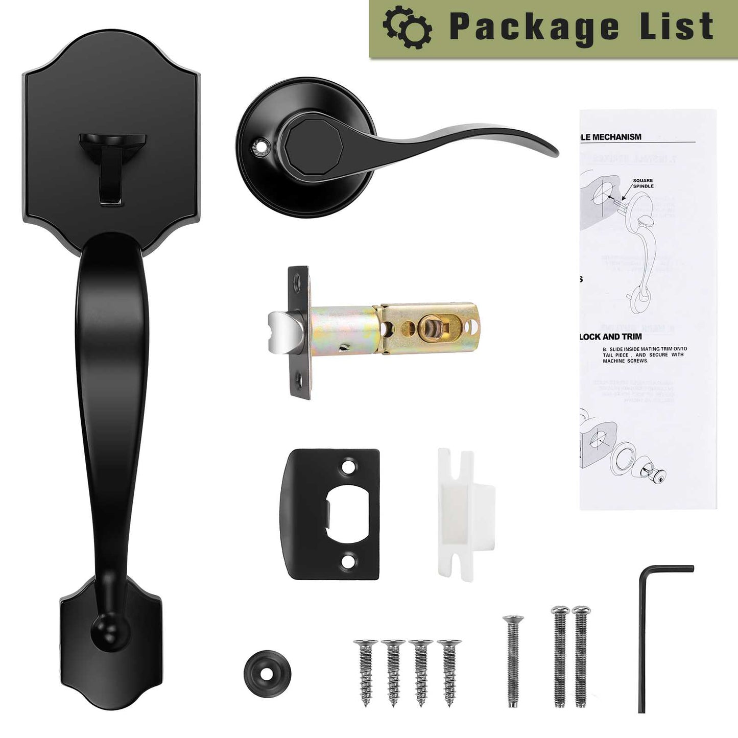 Contemporary front door handle design with durable matte black construction