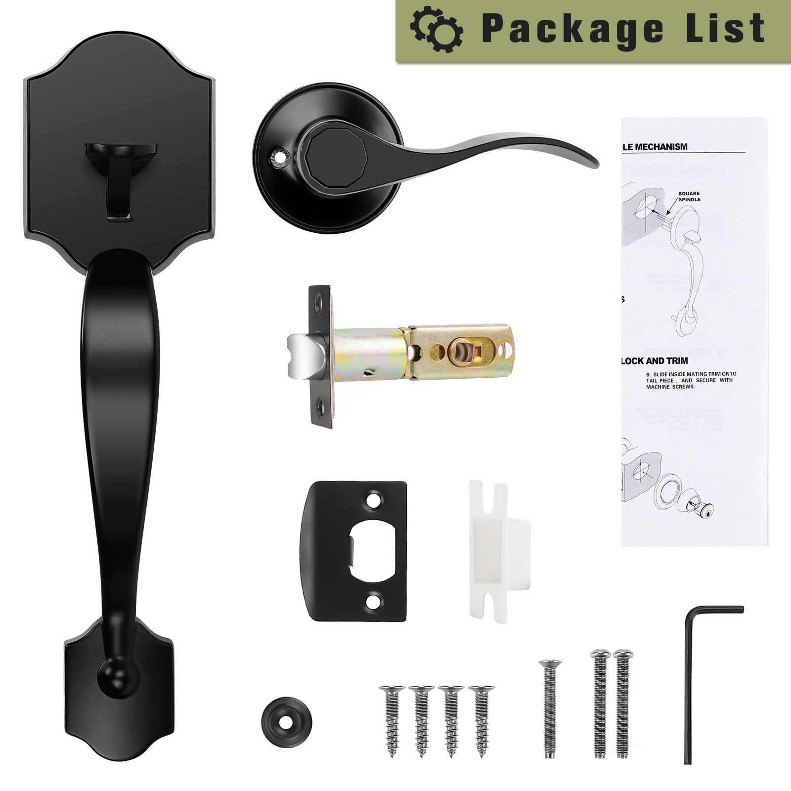 Contemporary front door handle design with durable matte black construction