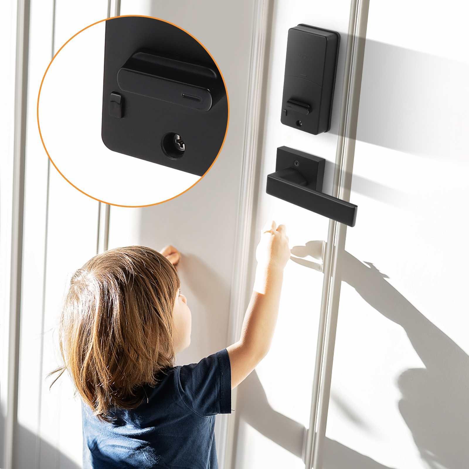 Tinewa Fingerprint Door Lock, Round Keypad Door Lock with 2 Handles, Electronic Smart Deadbolt, Front Door Handle Sets, APP Control, Keyless Entry, Auto Lock - Tinewa