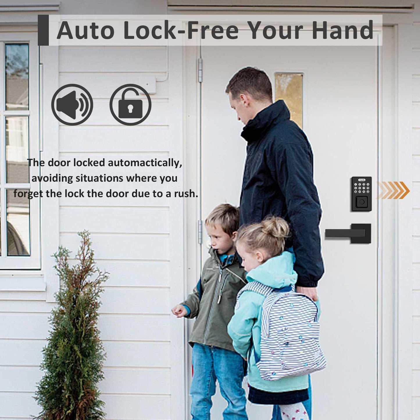 Tinewa Fingerprint Door Lock, Square Keypad Door Lock with 2 Handles, Electronic Smart Deadbolt, Front Door Handle Sets, APP Control, Keyless Entry, Auto Lock - Tinewa