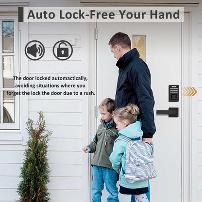 Tinewa Fingerprint Door Lock, Square Keypad Door Lock with 2 Handles, Electronic Smart Deadbolt, Front Door Handle Sets, APP Control, Keyless Entry, Auto Lock - Tinewa