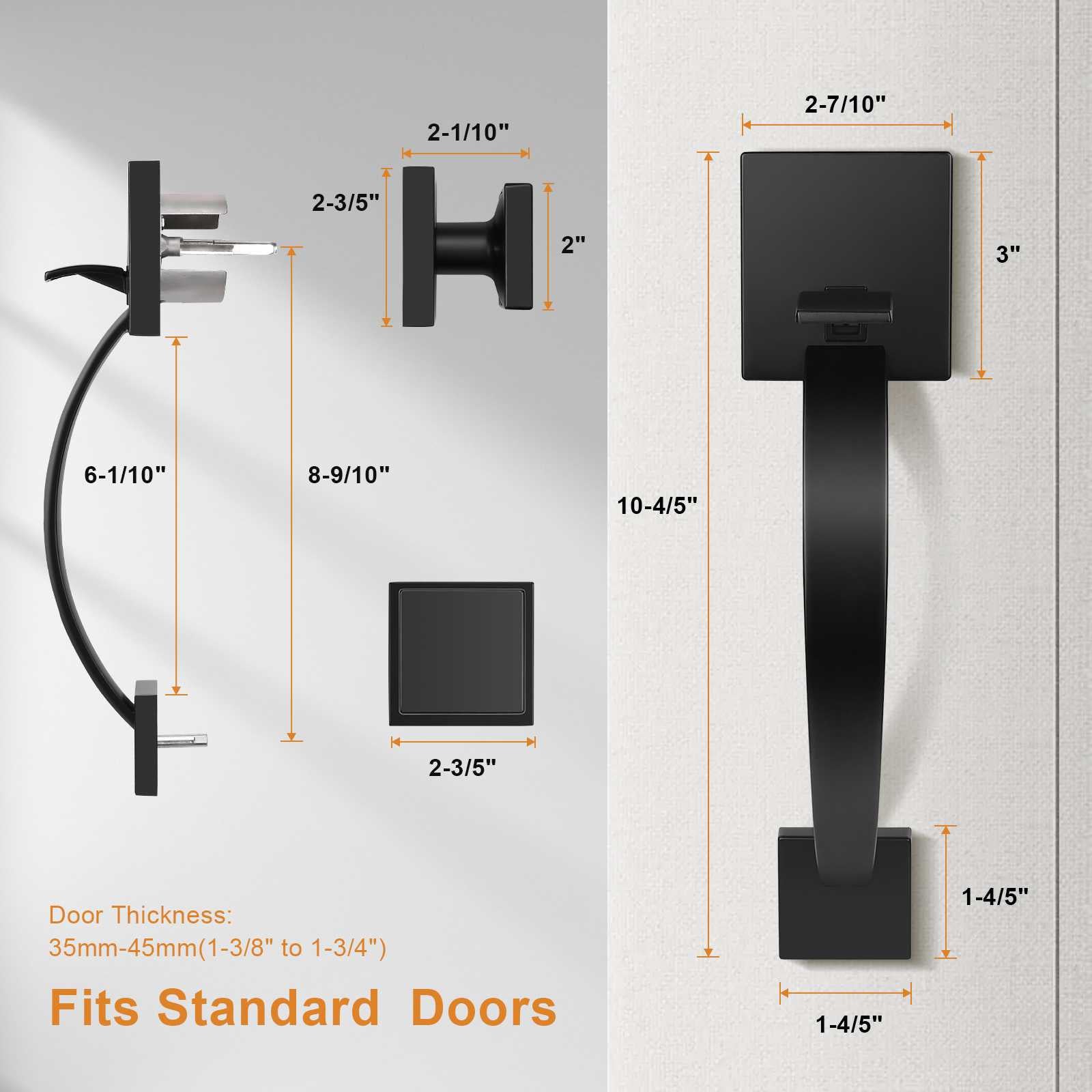Tinewa front entry handleset with single-cylinder locking system and square interior knob
