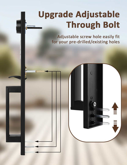 Tinewa Full Escutcheon HandleSet Front Door Entry Handle and Deadbolt Lock Set Slim Square Single Cylinder Deadbolt and Lever Heavy Duty ¨C Matte Black Finish - Tinewa