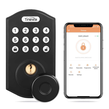 Tinewa Fingerprint Door Lock, Square Keypad with wave