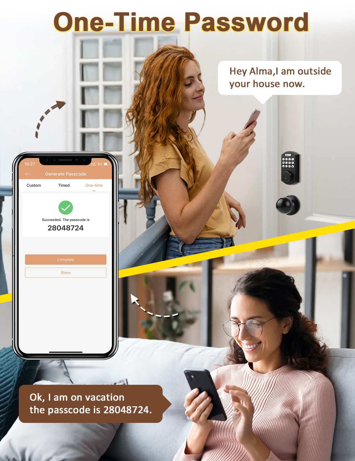 Tinewa Fingerprint Door Lock, Round Keypad Door Lock with Door Knob, Electronic Smart Deadbolt, Front Door Handle Sets, APP Control, Keyless Entry, Auto Lock - Tinewa