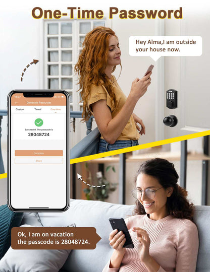 Tinewa Fingerprint Door Lock, Round Keypad Door Lock with Door Knob, Electronic Smart Deadbolt, Front Door Handle Sets, APP Control, Keyless Entry, Auto Lock - Tinewa