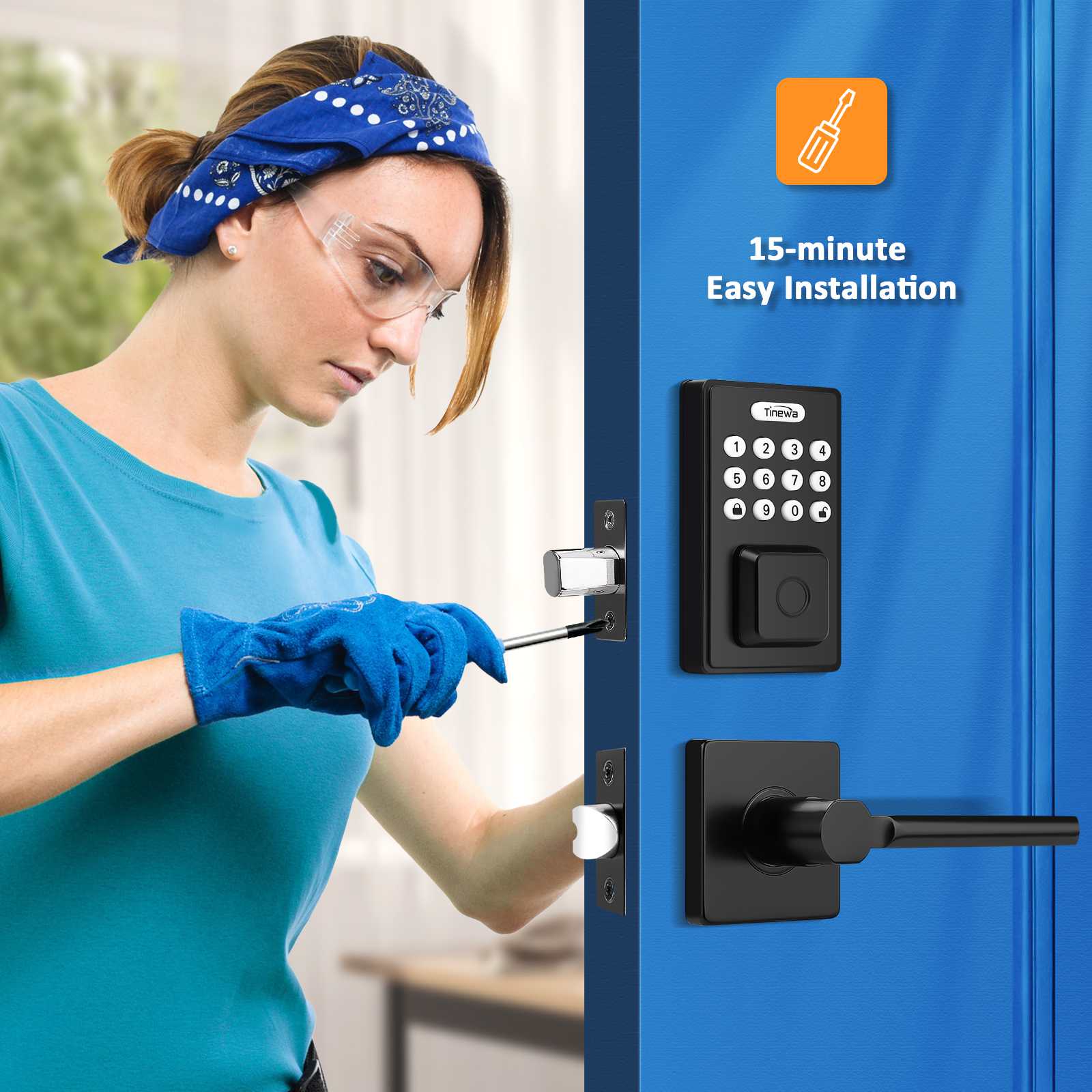 Simple DIY installation with included hardware, compatible with standard doors