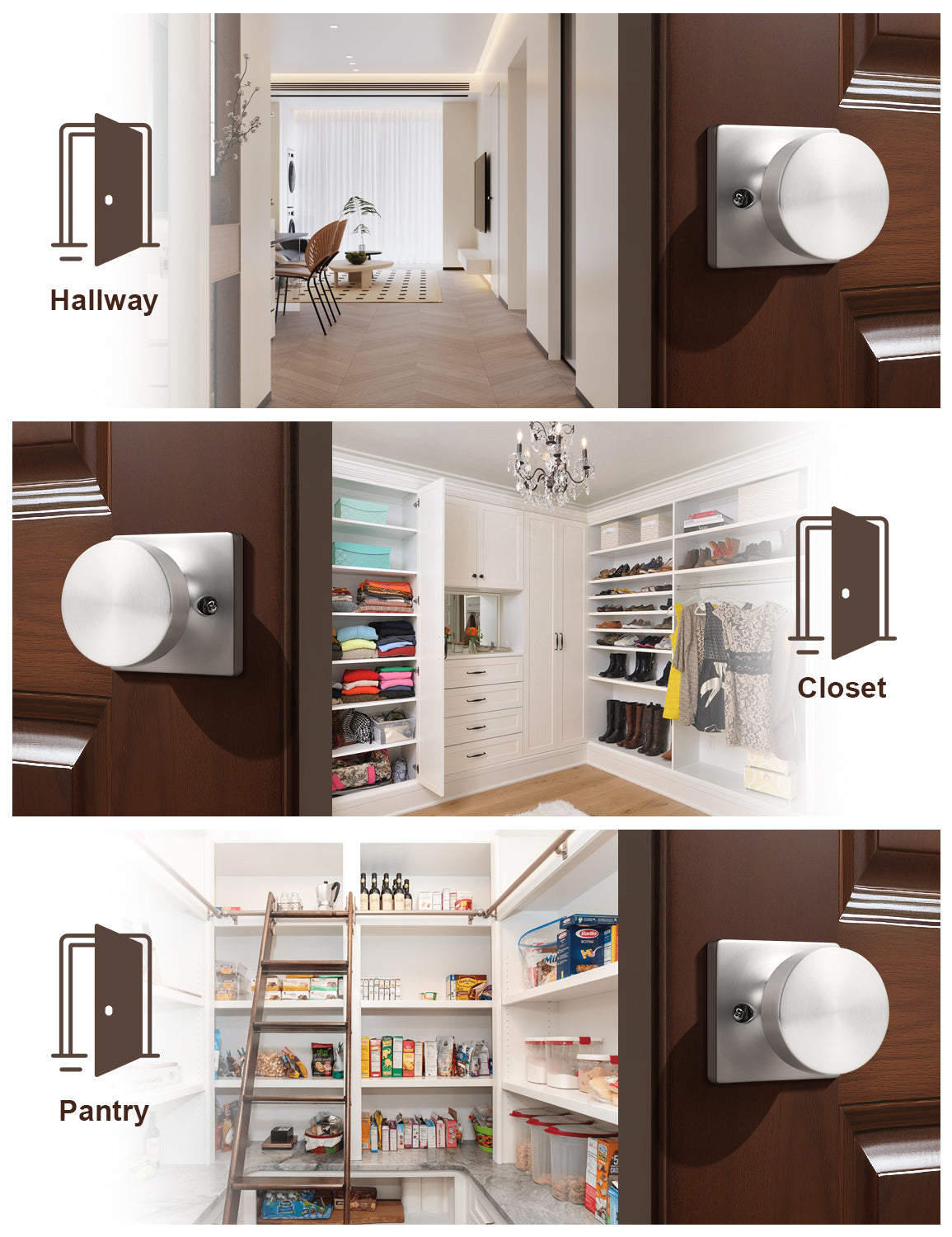 Tinewa Non-Turning Interior Push/Pull Door Knob, Interior Single Side Door Handle, Inactive Half Dummy Door Knob for Closet and Pantry, Square Rose   (1-10 pack)