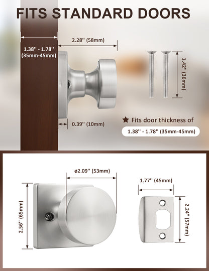 Tinewa Non-Turning Interior Push/Pull Door Knob, Interior Single Side Door Handle, Inactive Half Dummy Door Knob for Closet and Pantry, Square Rose   (1-10 pack)