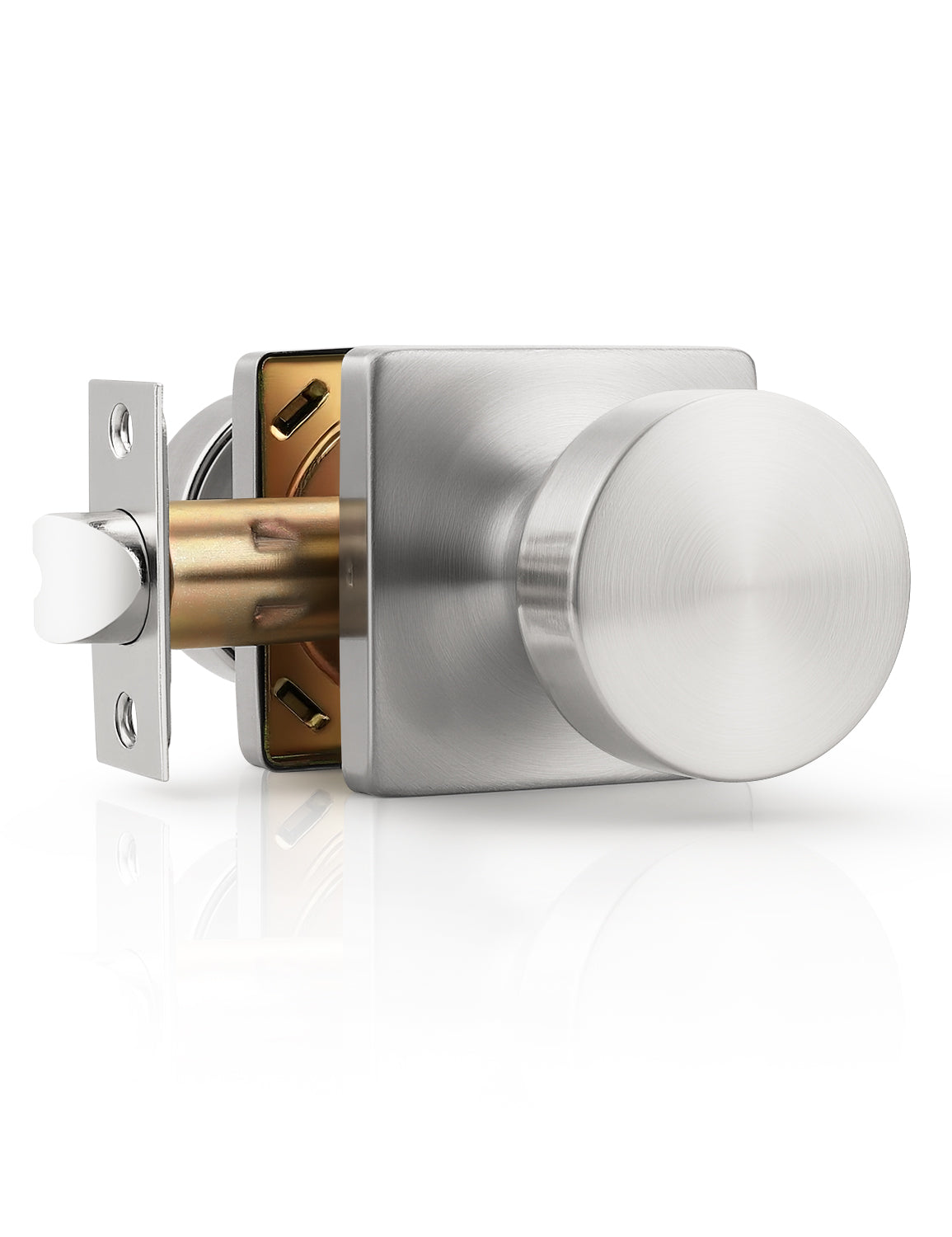 Tinewa Interior Passage Door Knob, Handle for Closet and Hallway Doors, Heavy Duty Square Non-Locking Door Knob, Keyless Door Knobs on Square Rose  (1-10 pack)