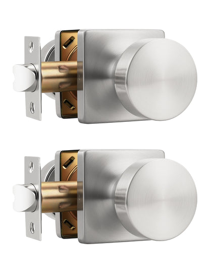 Tinewa Interior Passage Door Knob, Handle for Closet and Hallway Doors, Heavy Duty Square Non-Locking Door Knob, Keyless Door Knobs on Square Rose  (1-10 pack)