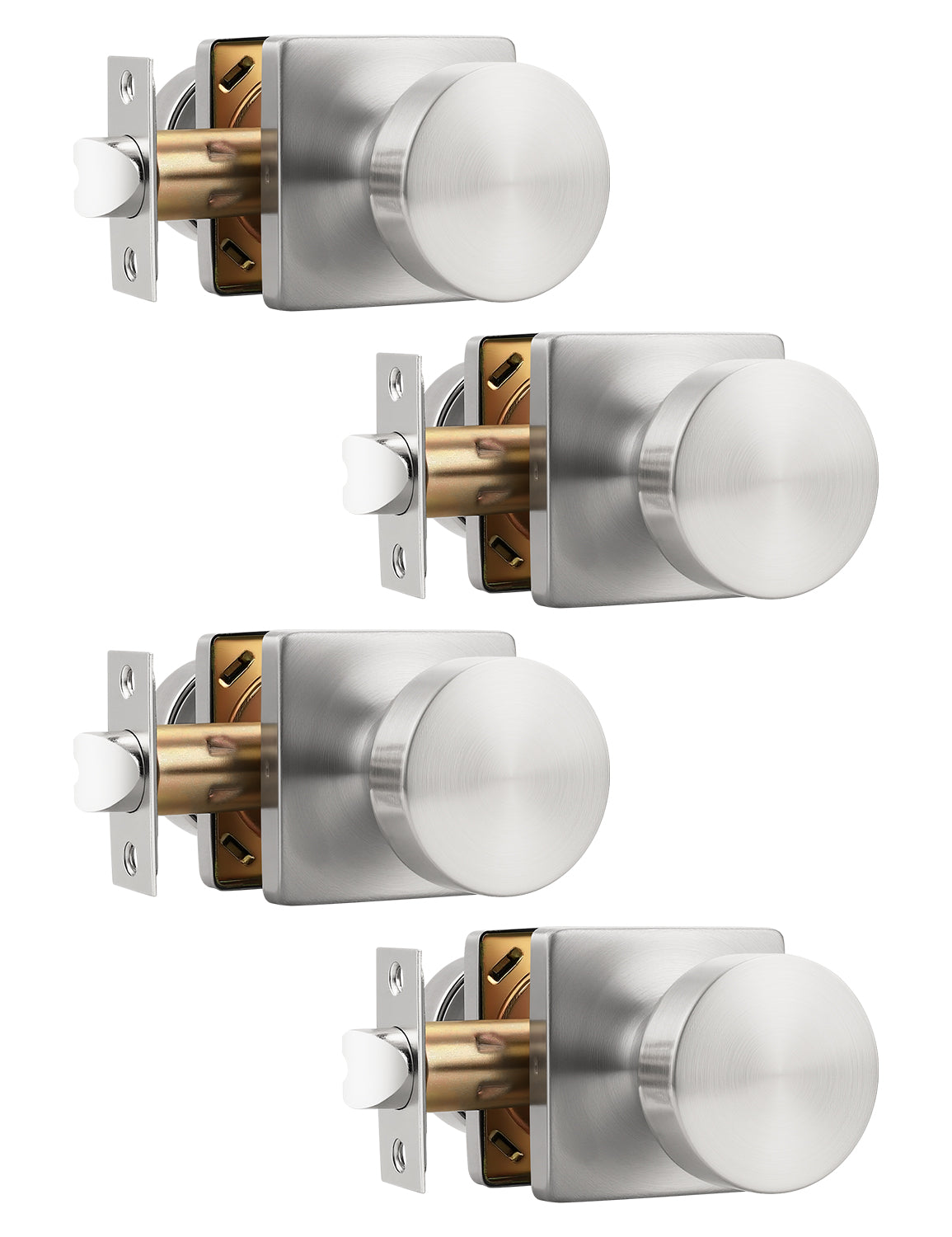 Tinewa Interior Passage Door Knob, Handle for Closet and Hallway Doors, Heavy Duty Square Non-Locking Door Knob, Keyless Door Knobs on Square Rose  (1-10 pack)