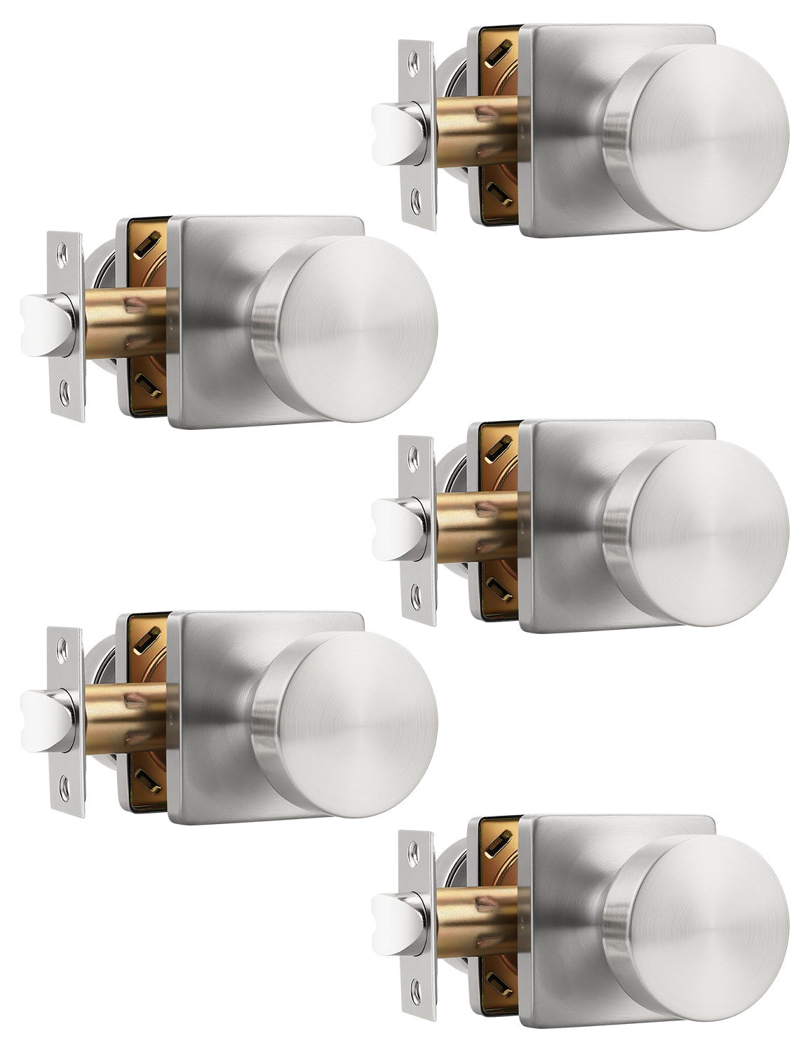 Tinewa Interior Passage Door Knob, Handle for Closet and Hallway Doors, Heavy Duty Square Non-Locking Door Knob, Keyless Door Knobs on Square Rose  (1-10 pack)