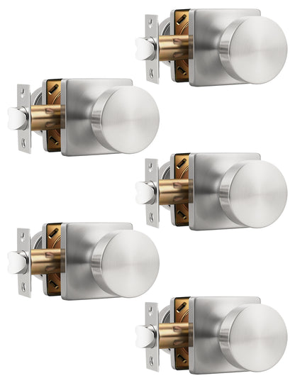 Tinewa Interior Passage Door Knob, Handle for Closet and Hallway Doors, Heavy Duty Square Non-Locking Door Knob, Keyless Door Knobs on Square Rose  (1-10 pack)