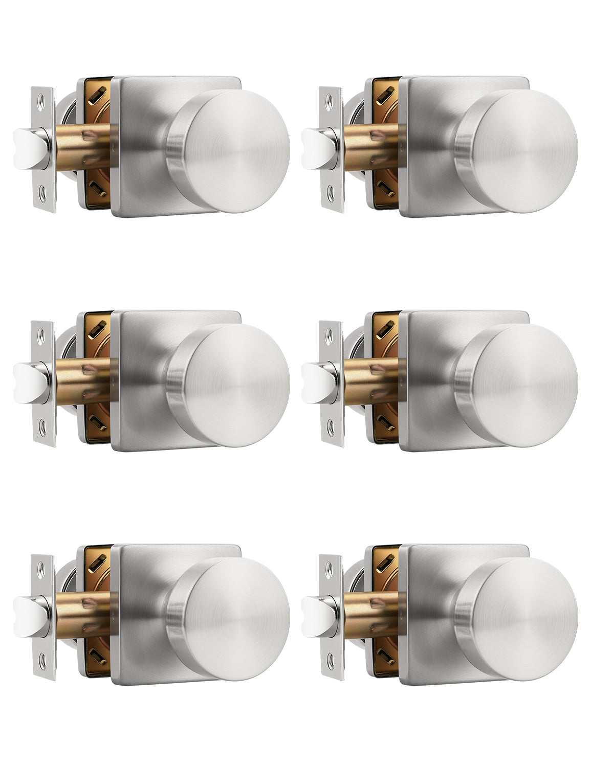 Tinewa Interior Passage Door Knob, Handle for Closet and Hallway Doors, Heavy Duty Square Non-Locking Door Knob, Keyless Door Knobs on Square Rose  (1-10 pack)