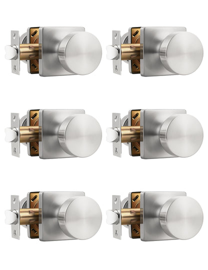 Tinewa Interior Passage Door Knob, Handle for Closet and Hallway Doors, Heavy Duty Square Non-Locking Door Knob, Keyless Door Knobs on Square Rose  (1-10 pack)