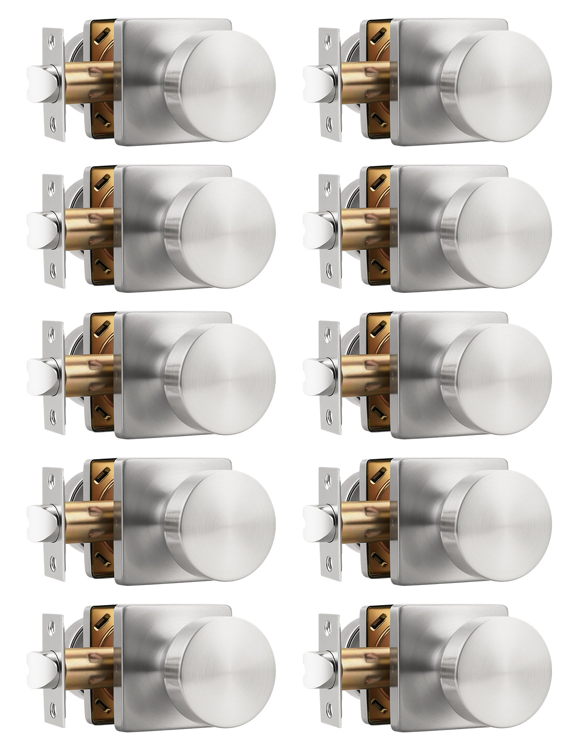 Tinewa Interior Passage Door Knob, Handle for Closet and Hallway Doors, Heavy Duty Square Non-Locking Door Knob, Keyless Door Knobs on Square Rose  (1-10 pack)