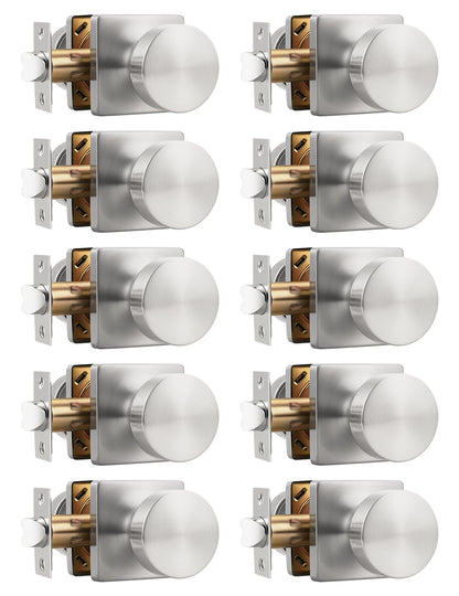 Tinewa Interior Passage Door Knob, Handle for Closet and Hallway Doors, Heavy Duty Square Non-Locking Door Knob, Keyless Door Knobs on Square Rose  (1-10 pack)