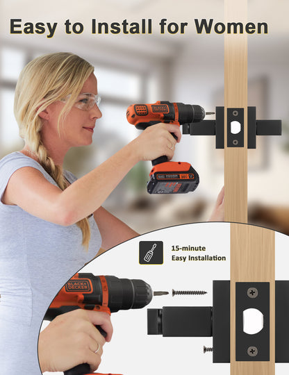 Durable matte black privacy lever set with minimalist square styling and easy installation