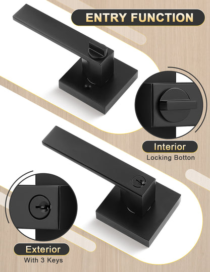 Matte black entry door handle with keyed lock for front or exterior doors