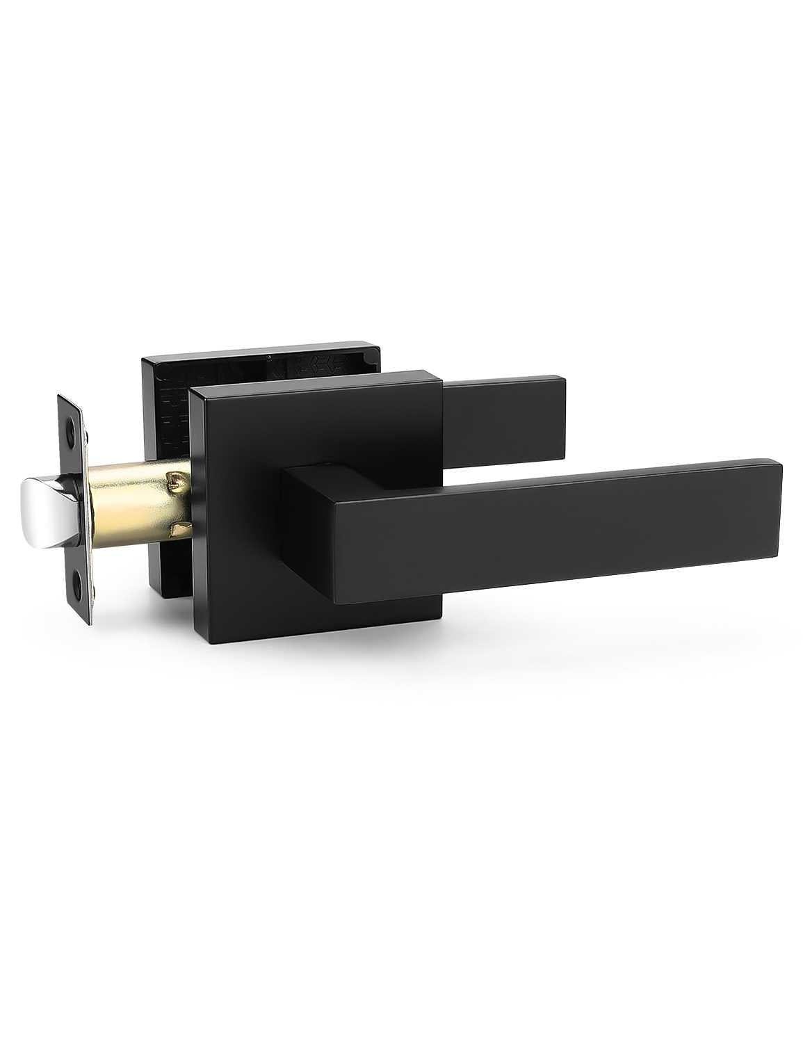 Tinewa black square passage door handle with minimal design and hardware included
