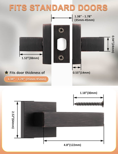 TINEWA Oil Rubbed Bronze Passage Door Handles, Vintage Door Knobs Interior for Hallway, Closet (1-10 Pack)