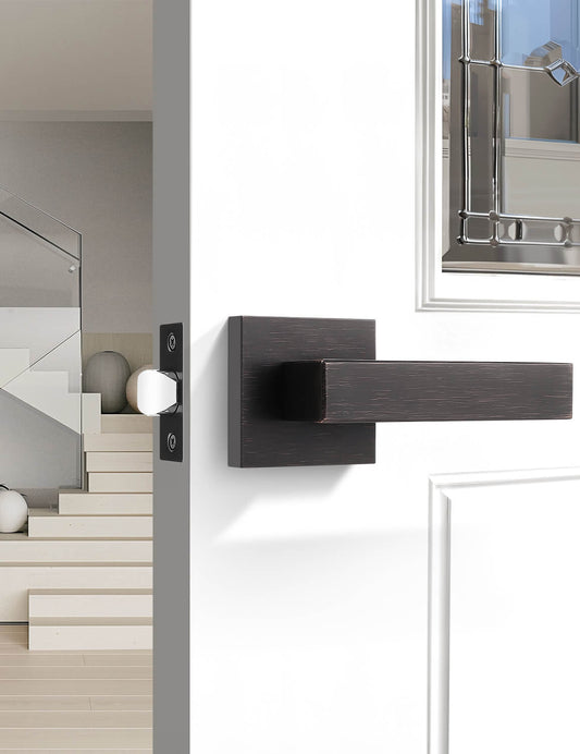 Tinewa oil-rubbed bronze passage door handle with vintage knob design for interior use