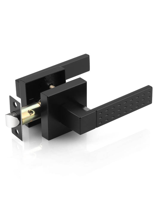 Tinewa matte black passage door handle with modern lever design for interior use