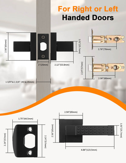 Tinewa Passage Black Door Handle, Heavy Duty Door Lever Set for Closet and Hallway(1-10 pack)