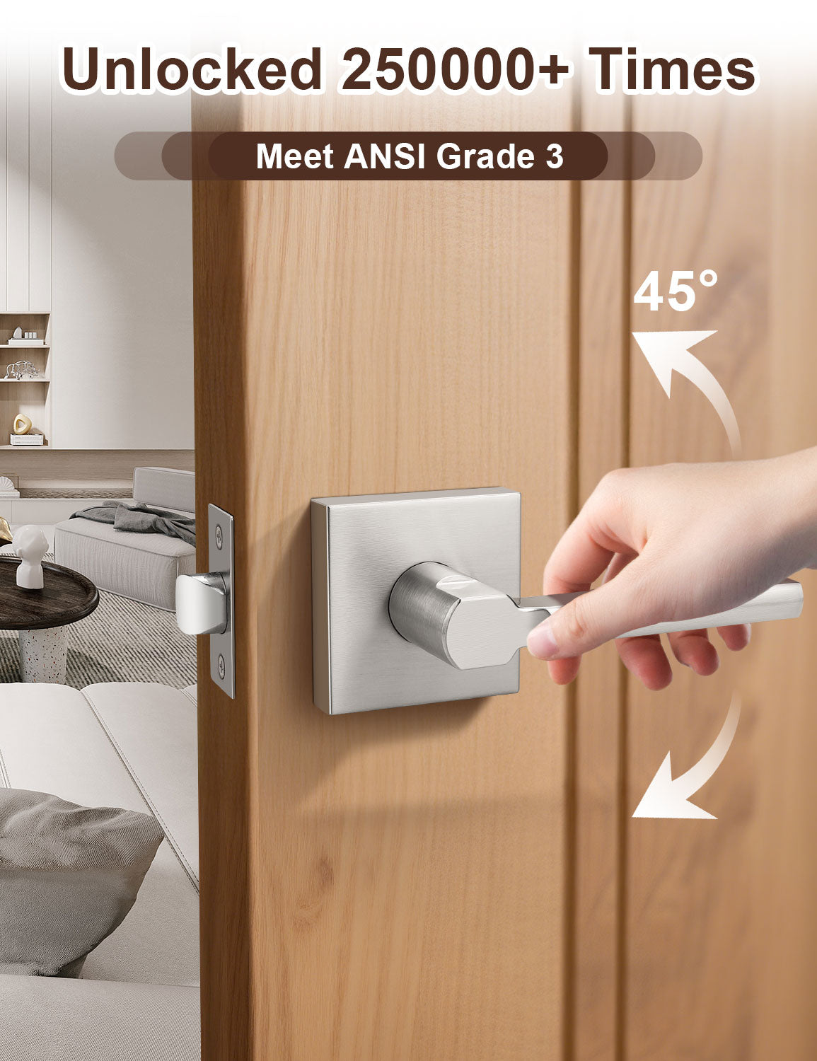 ANSI Grade certified square passage door lever for durability