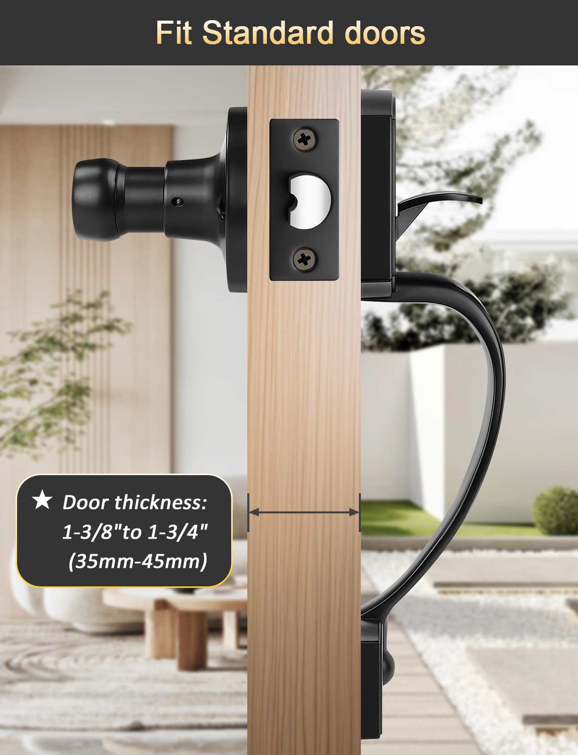 Tinewa exterior door handle with accent wave lever for standard doors
