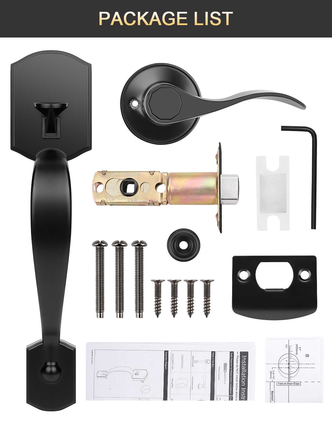 Tinewa Camelot-style handle for front doors with drop interior and elegant lever